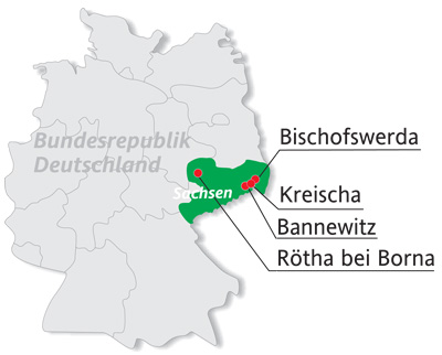 Übersichtkarte zu Niederlassungen des H+R Anlagenbau